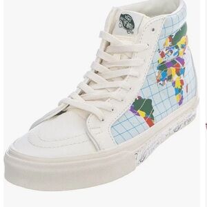 Vans Men's White High-Top Sneakers with Colorful SAVE OUR PLANET xSK8 World Map